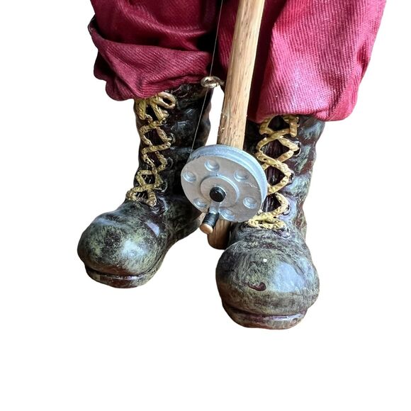 Fabric Mache Christmas Santa Claus Vacation 11” Figurine Holiday Cabincore Fish - Picture 4 of 14